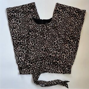 Banana Republic Leopard Print Wide-Leg Cropped Belted Jumpsuit Sleeveless
